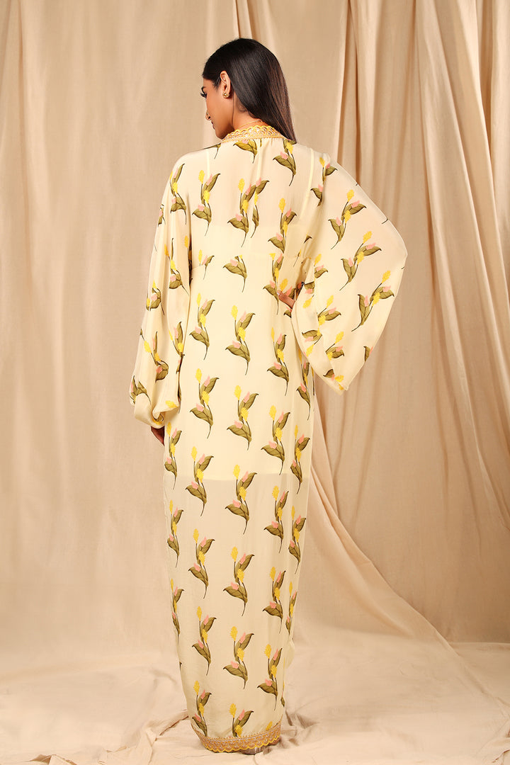 Ivory Floral Fantasy Kaftan