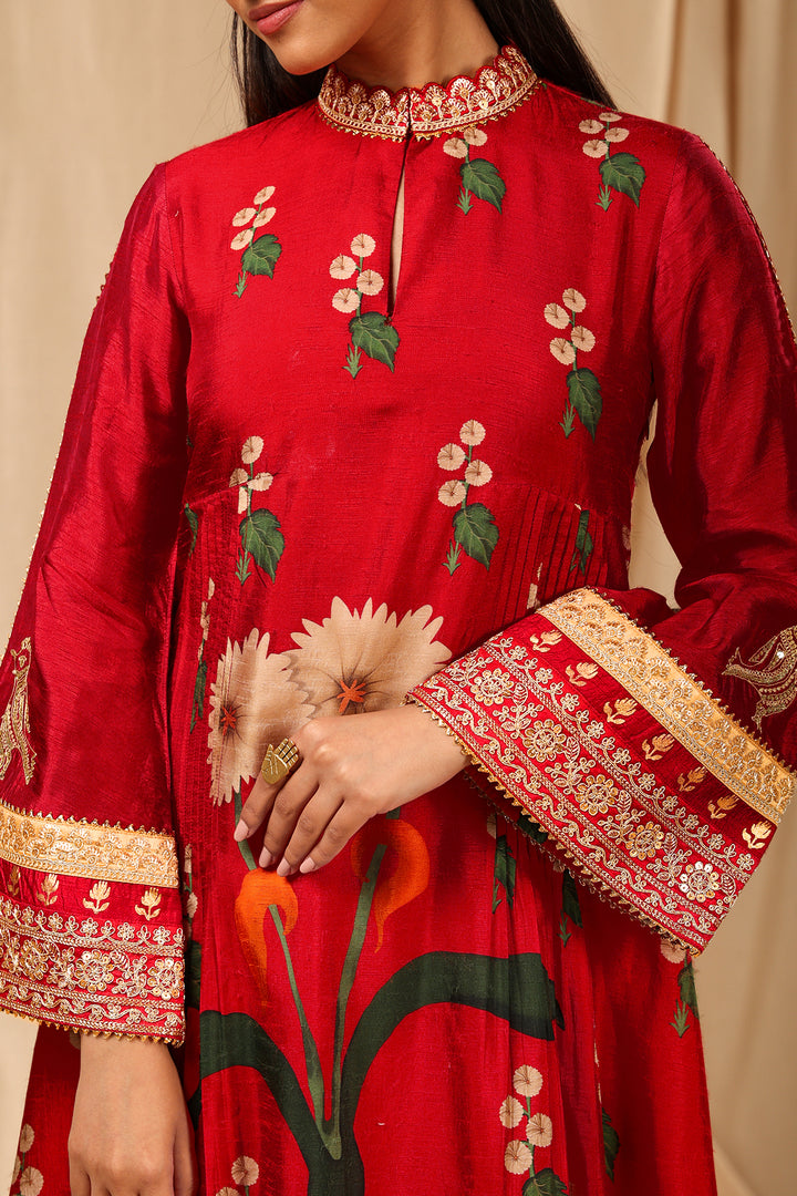 Red Spring Blossom Culotte Set