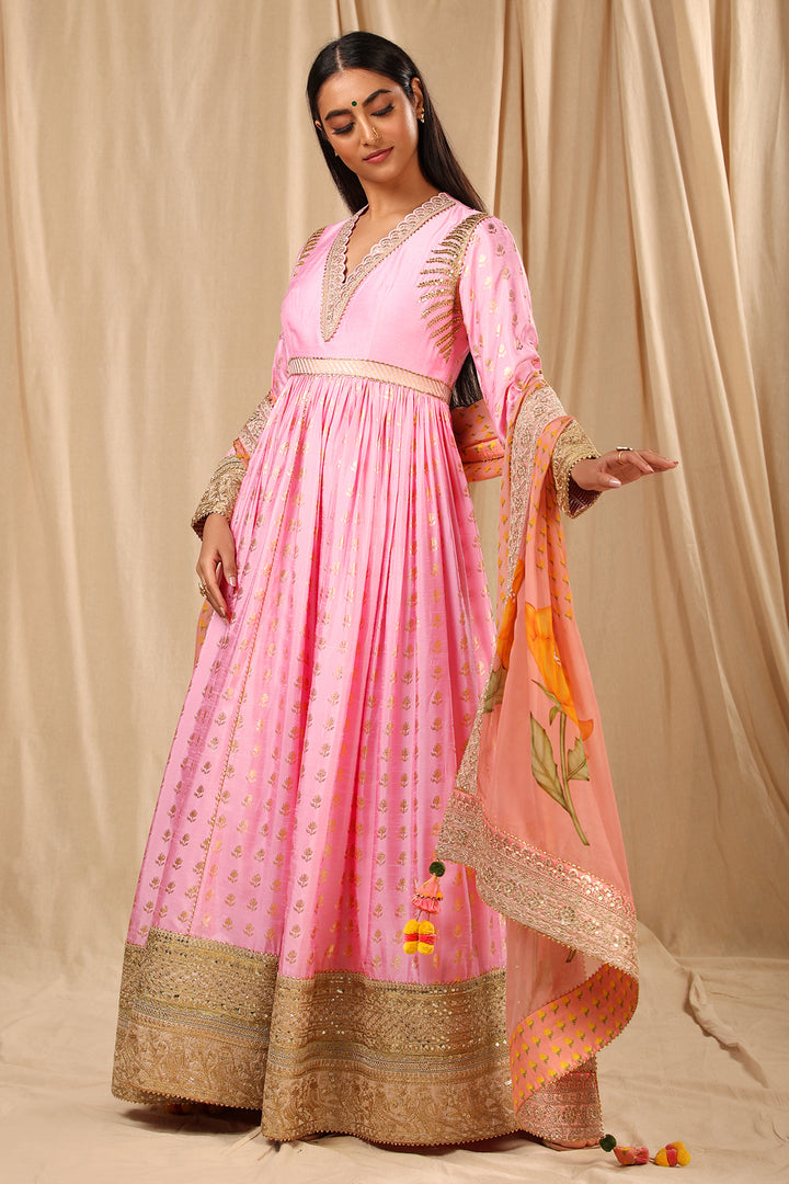 Pink Wallflower Anarkali Set
