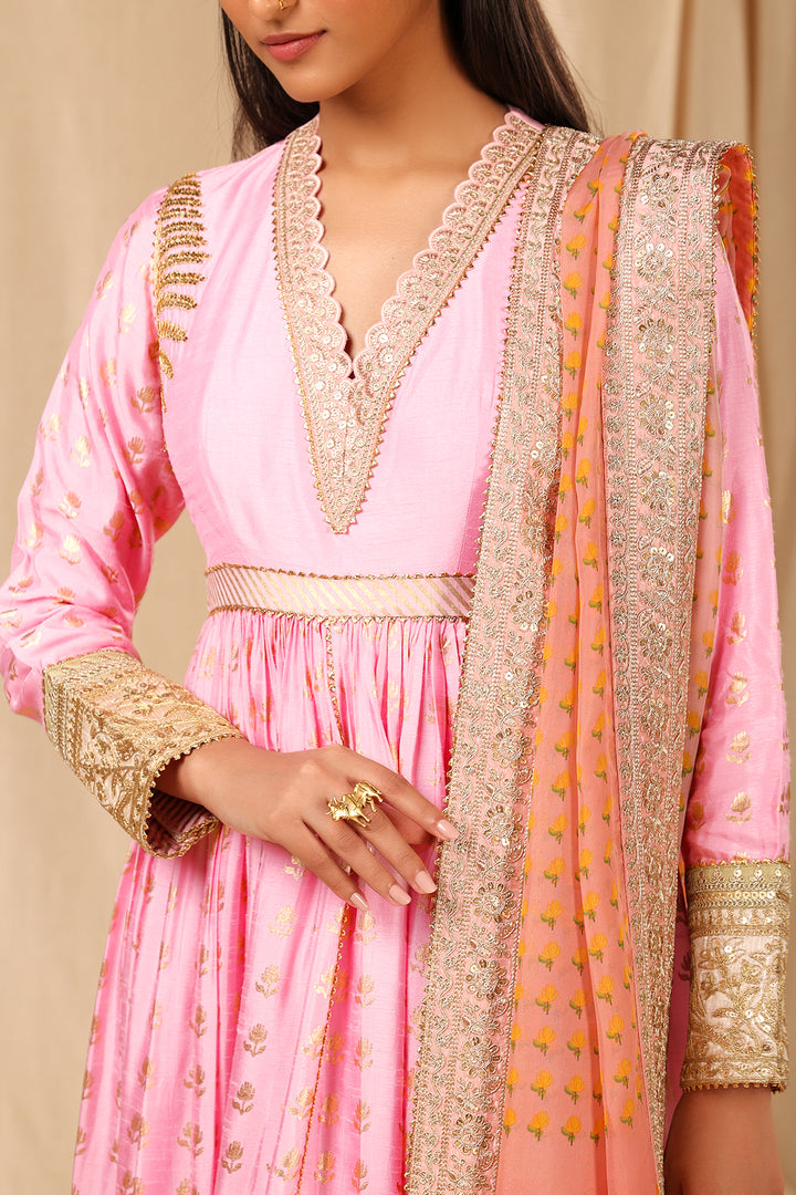 Pink Wallflower Anarkali Set