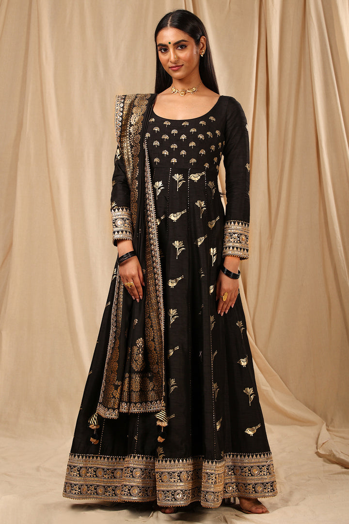 Black Vintage Fiona Anarkali Set