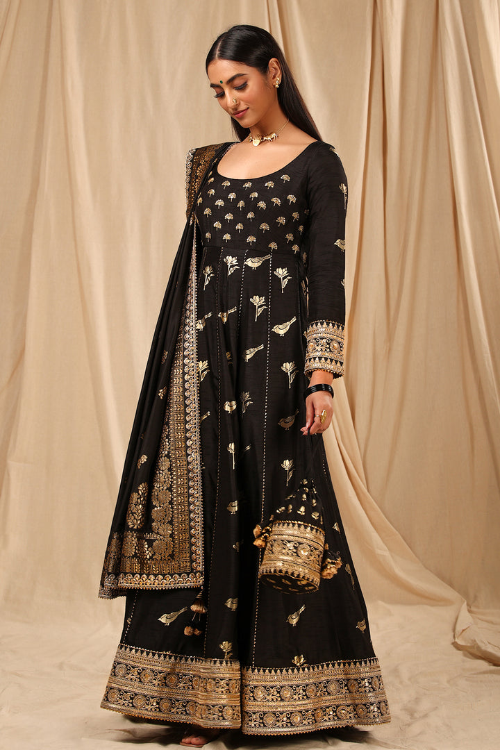 Black Vintage Fiona Anarkali Set