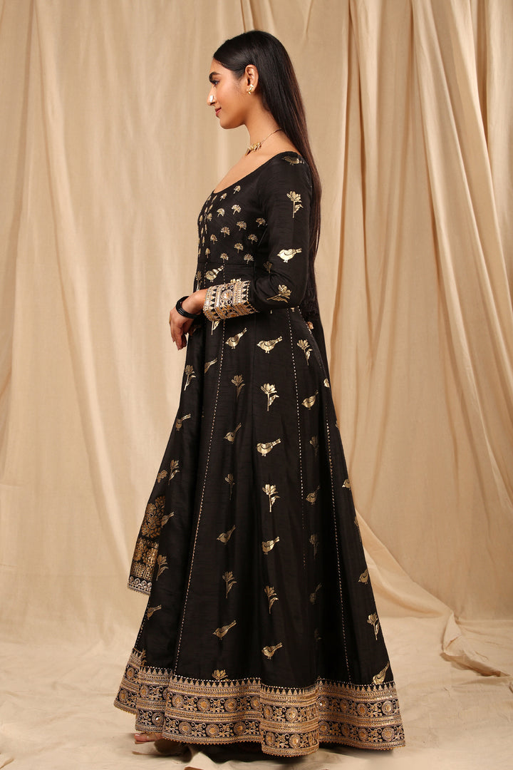 Black Vintage Fiona Anarkali Set