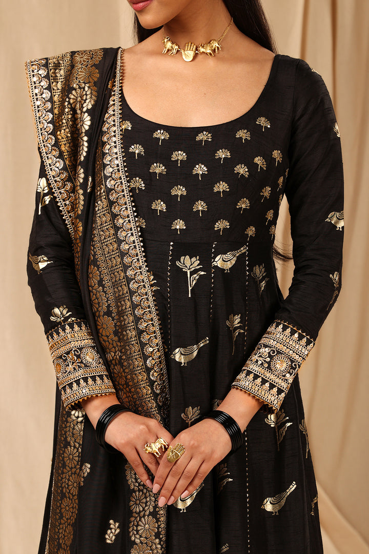 Black Vintage Fiona Anarkali Set