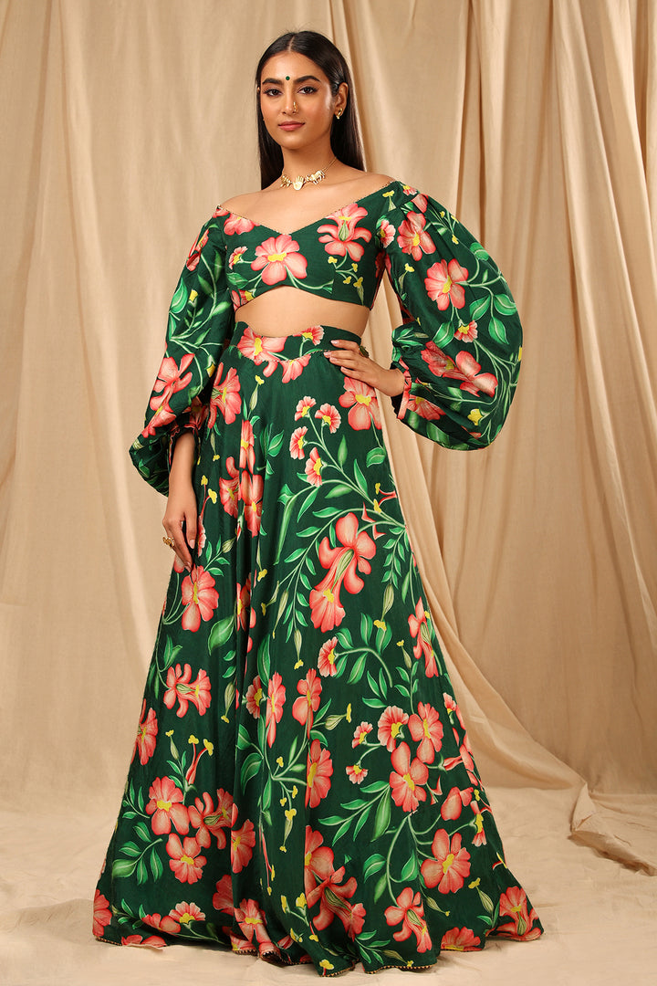 Bottle Green Queen of the Night Lehenga Set