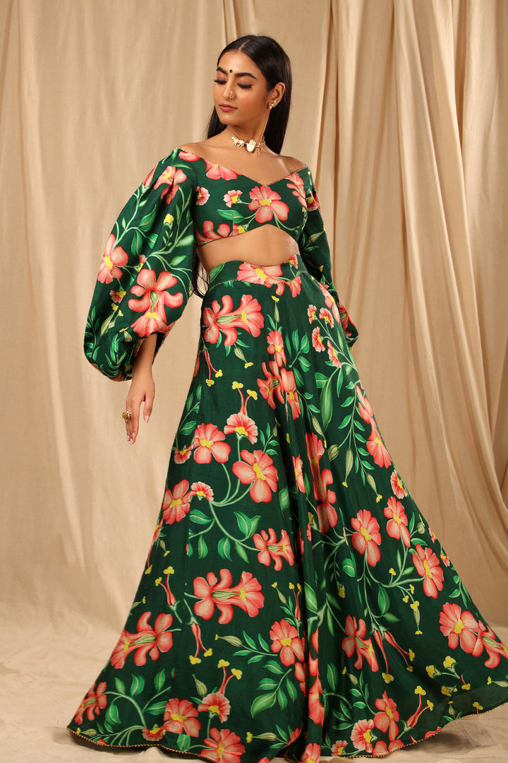 Bottle Green Queen of the Night Lehenga Set