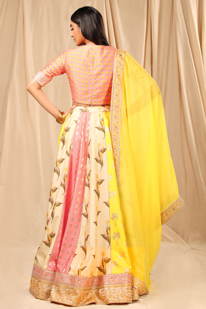 Floral Fantasy Patchwork Lehenga Set