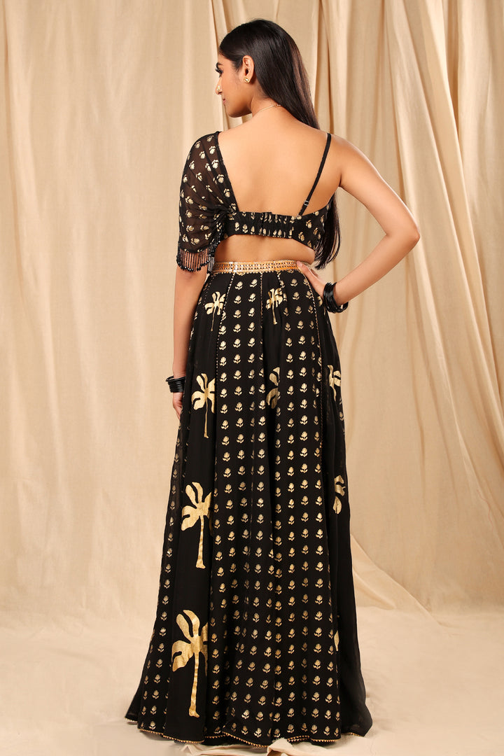 Black Wallflower Lehenga Set