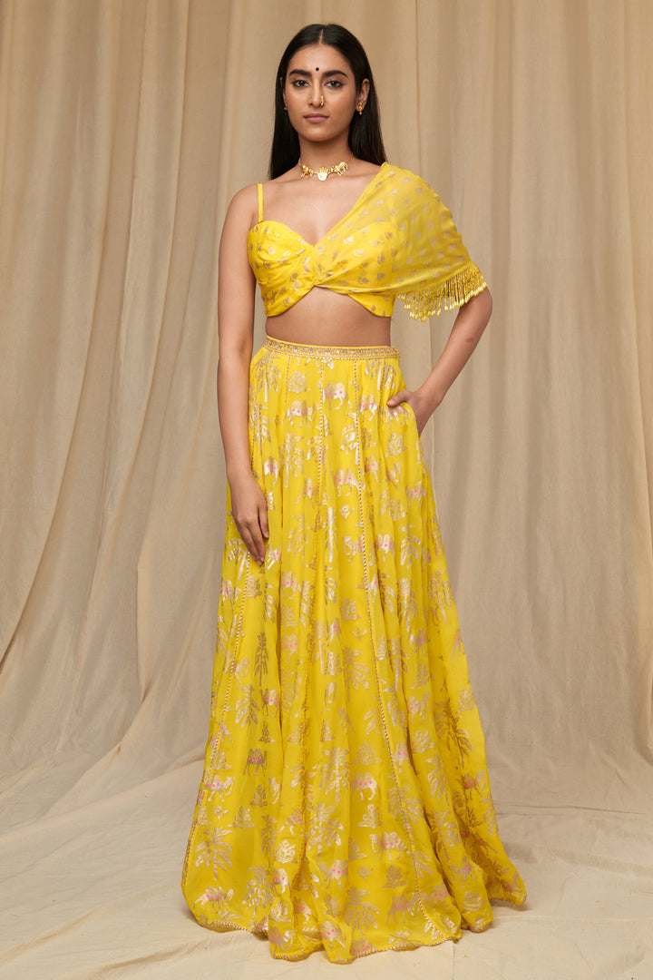 Lemon Yellow Oasis Lehenga Set