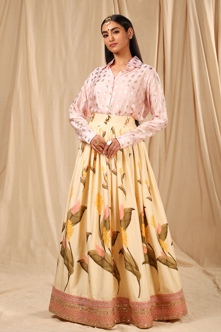 Ivory Floral Fantasy Corset Lehenga Set