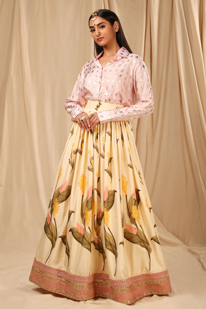 Ivory Floral Fantasy Corset Lehenga Set