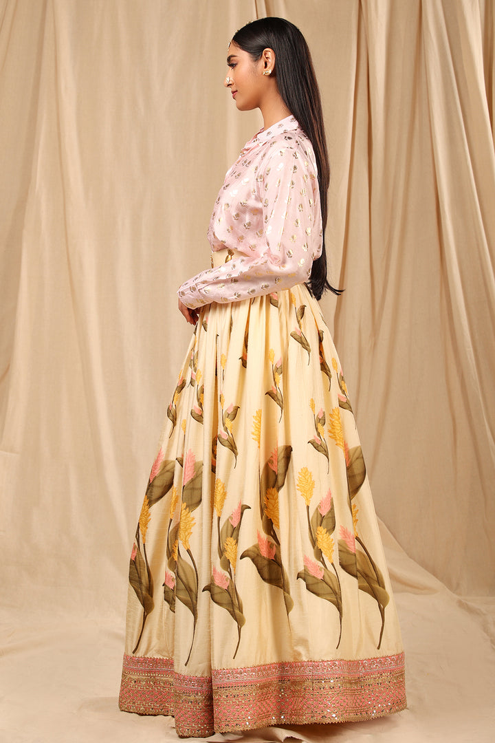 Ivory Floral Fantasy Corset Lehenga Set