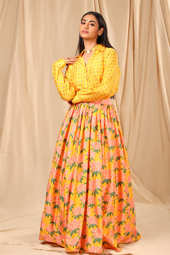 Sunshine Yellow Candy Swirl Corset Lehenga Set