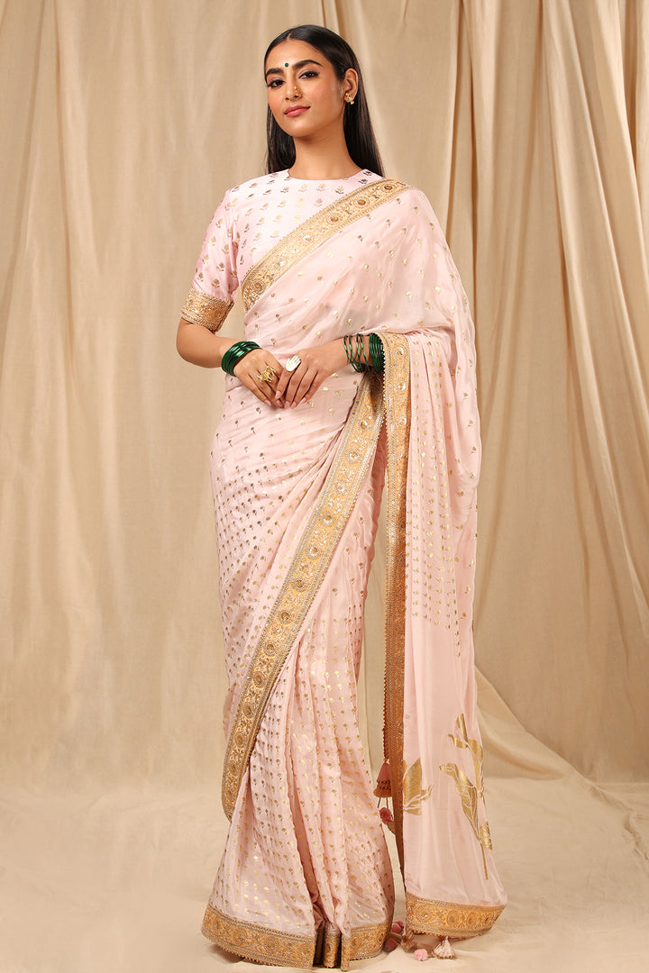 Baby Pink Wine Garden Saree