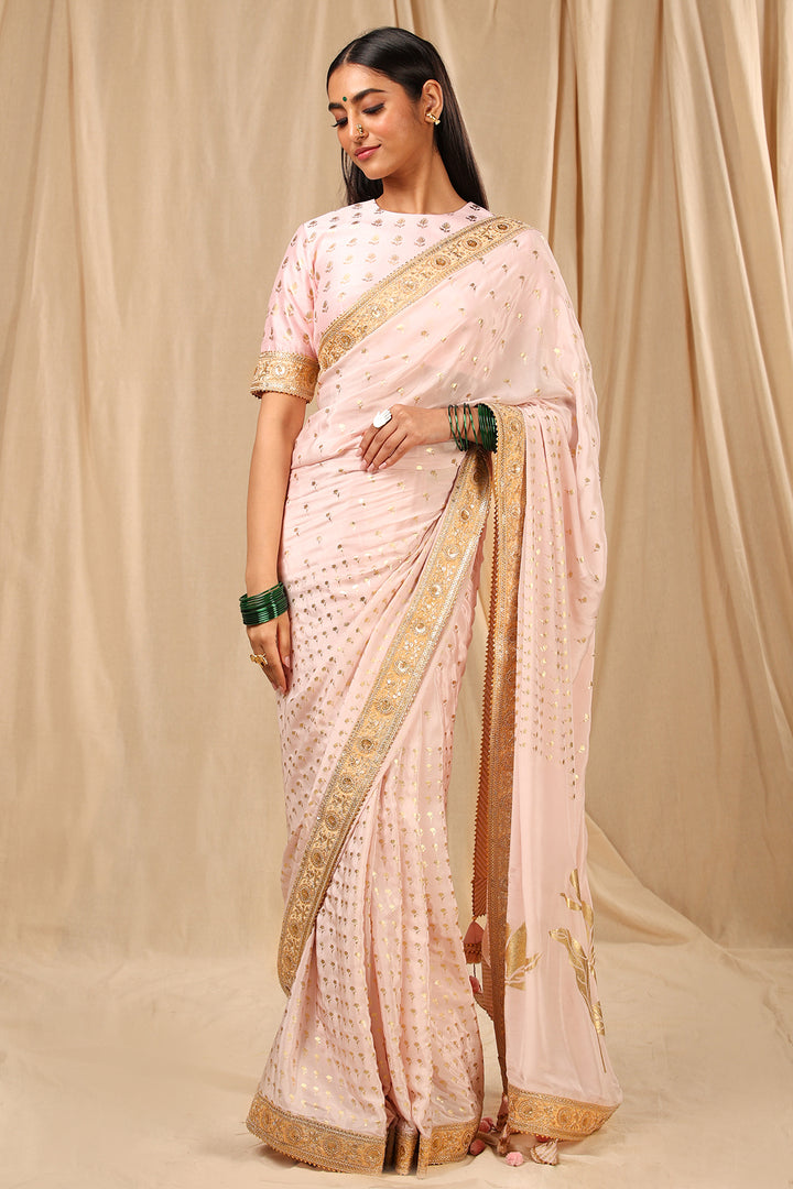 Baby Pink Wine Garden Saree
