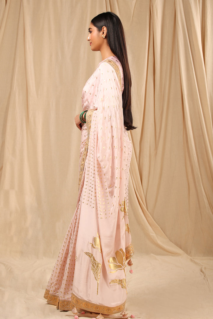 Baby Pink Wine Garden Saree
