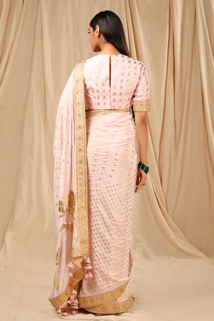 Baby Pink Wine Garden Saree