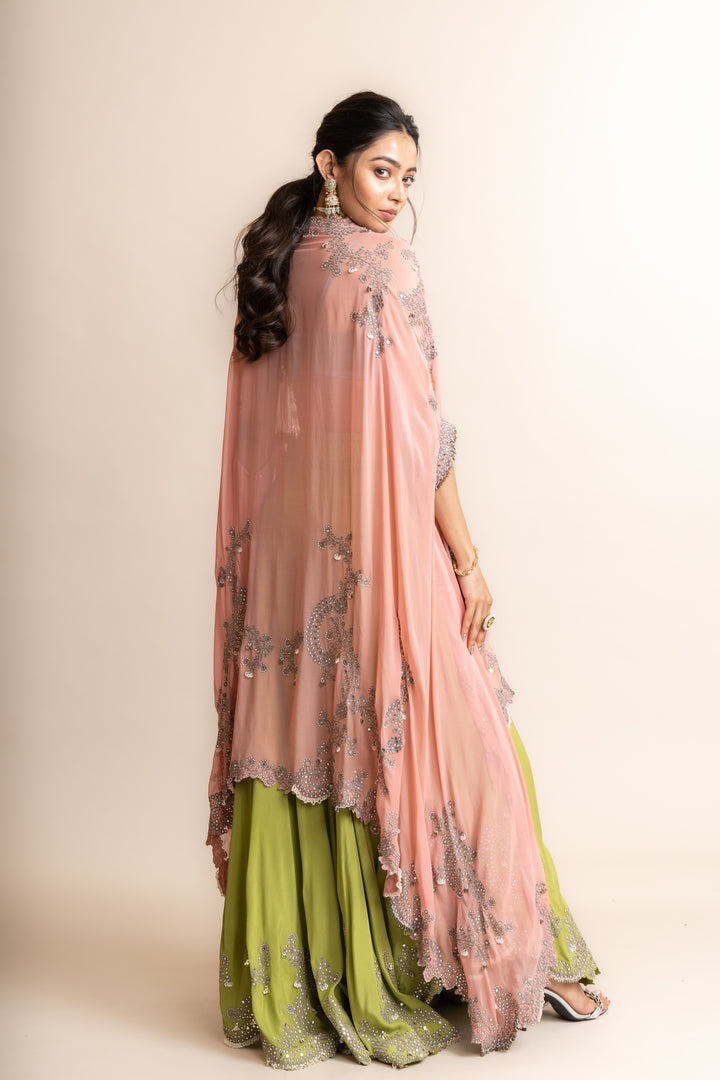 Cape With Circular Pants Set - 2