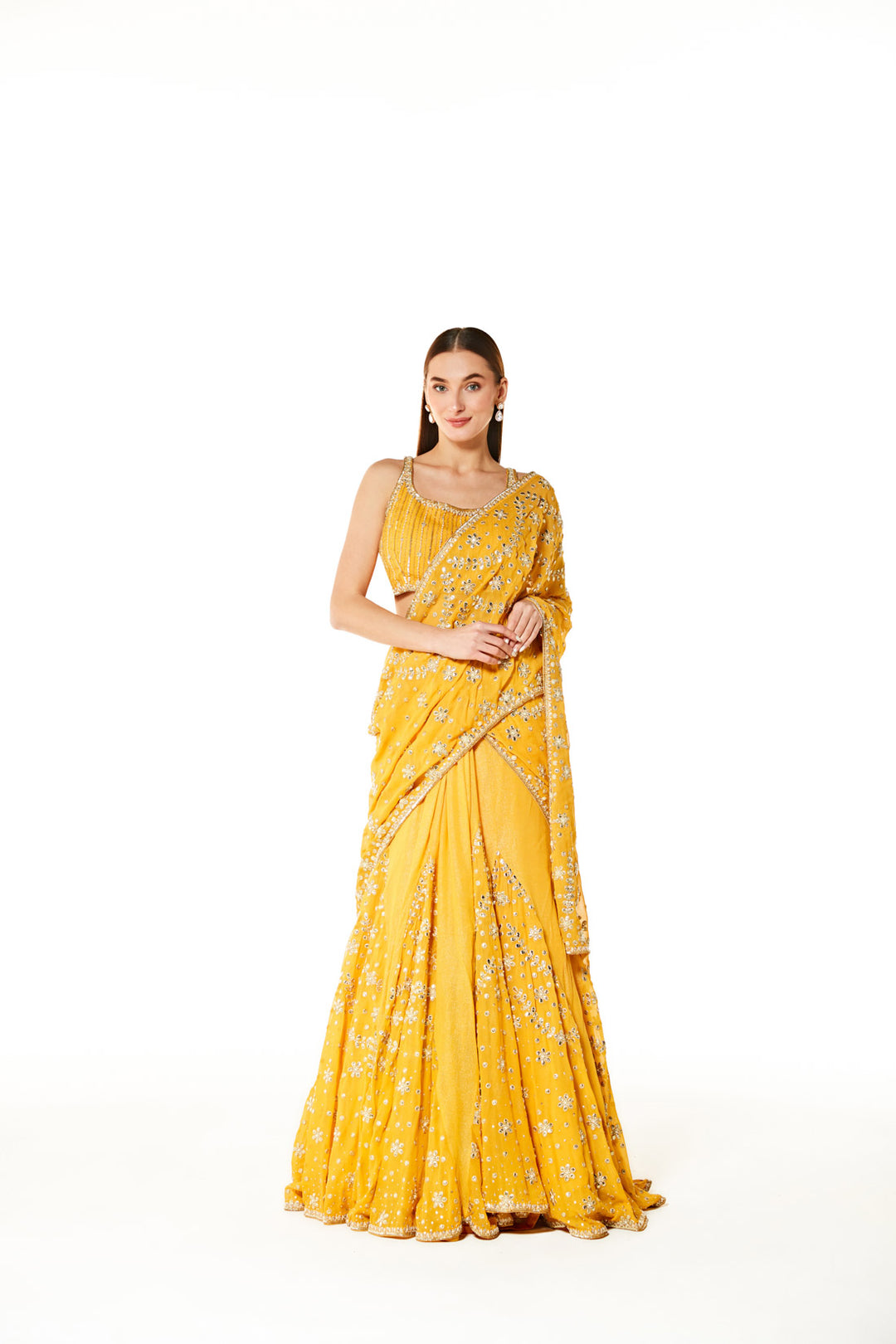 Adha Lehenga Saree Set - 22