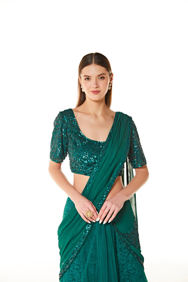 Adha Lehenga Saree Set - 4