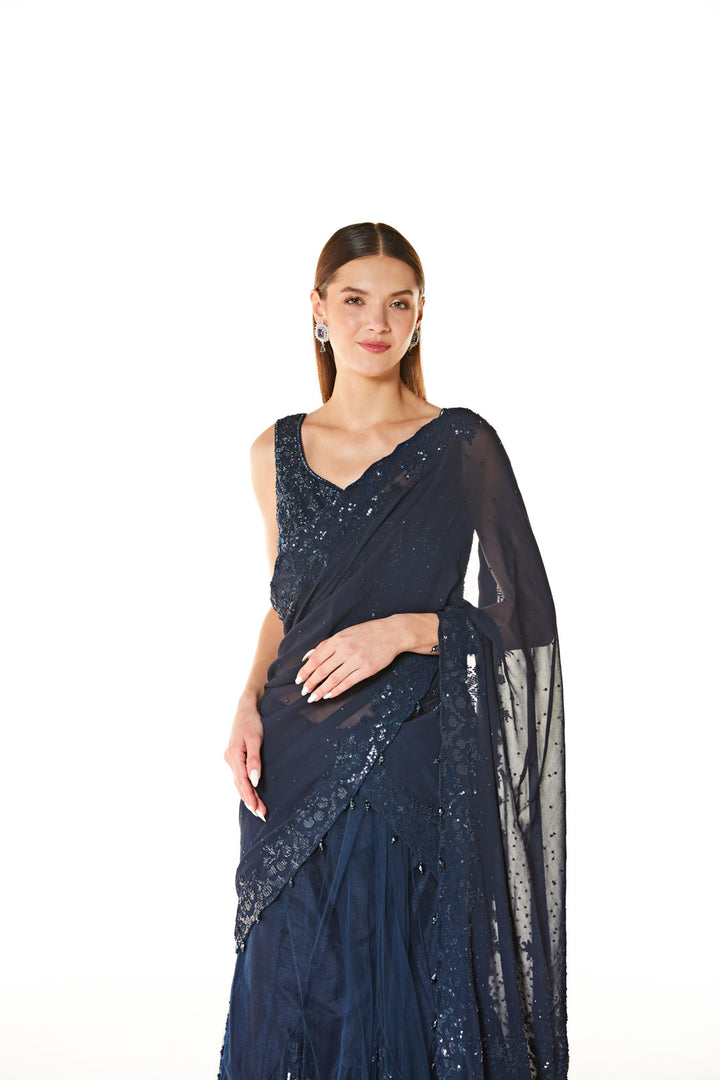 Adha Lehenga Saree Set - 23