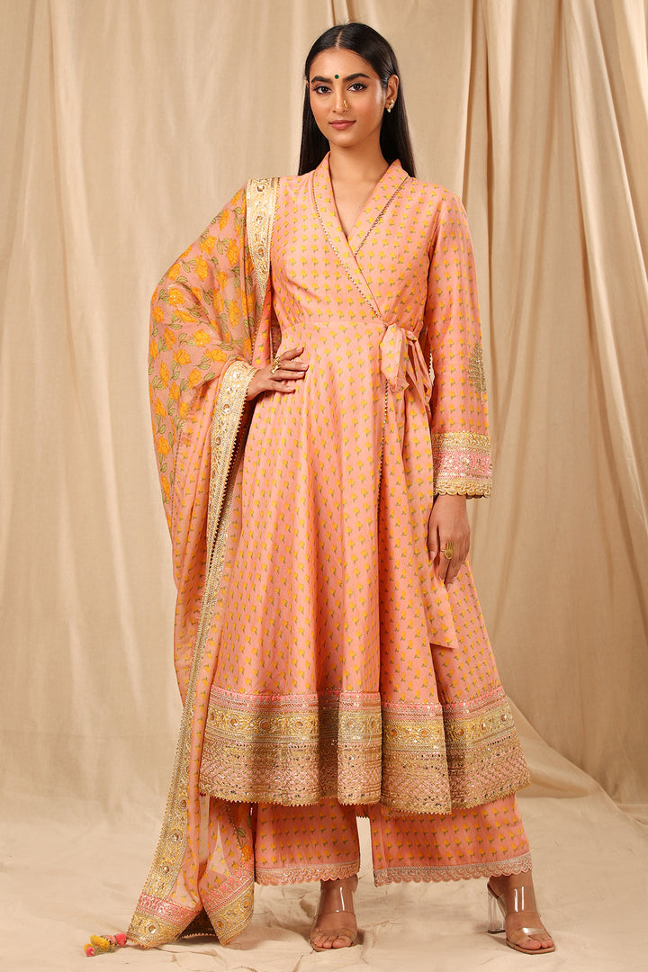 Peach Love in the Mist Sharara Set