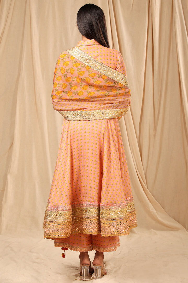 Peach Love in the Mist Sharara Set
