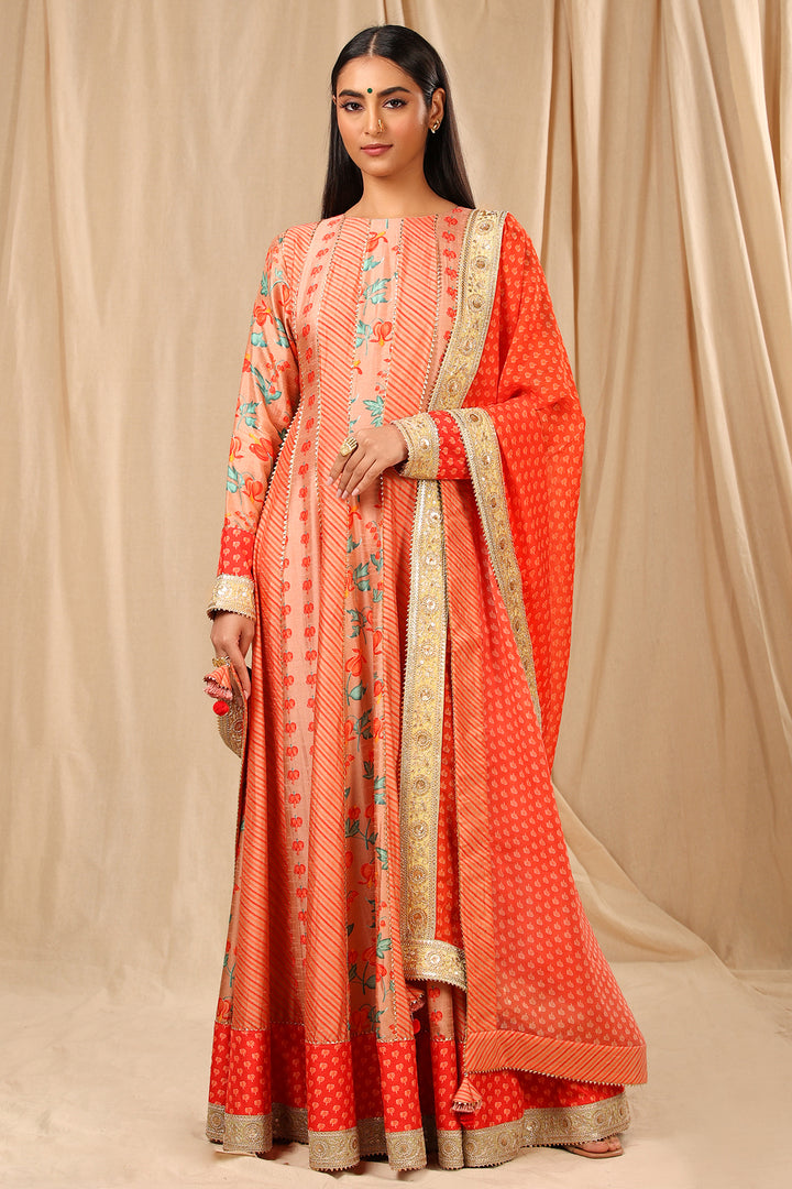 Peach Love in the Mist Anarkali Set