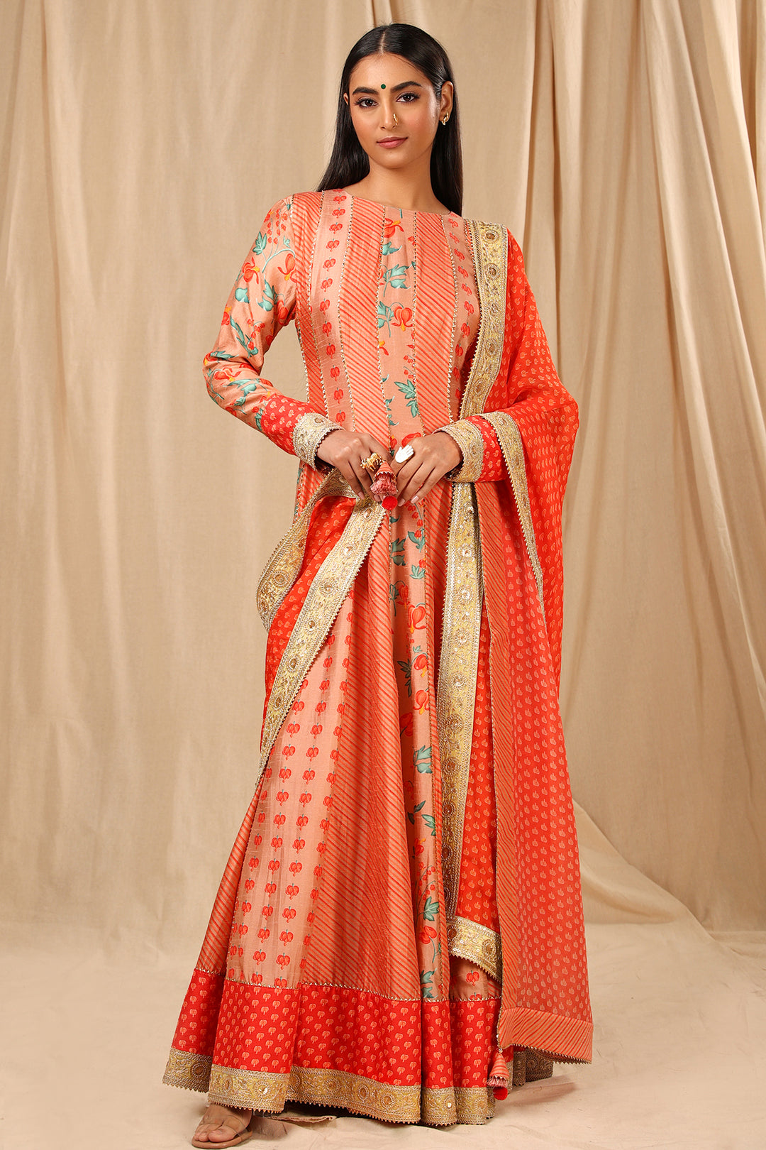 Peach Love in the Mist Anarkali Set