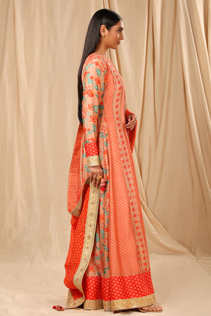 Peach Love in the Mist Anarkali Set