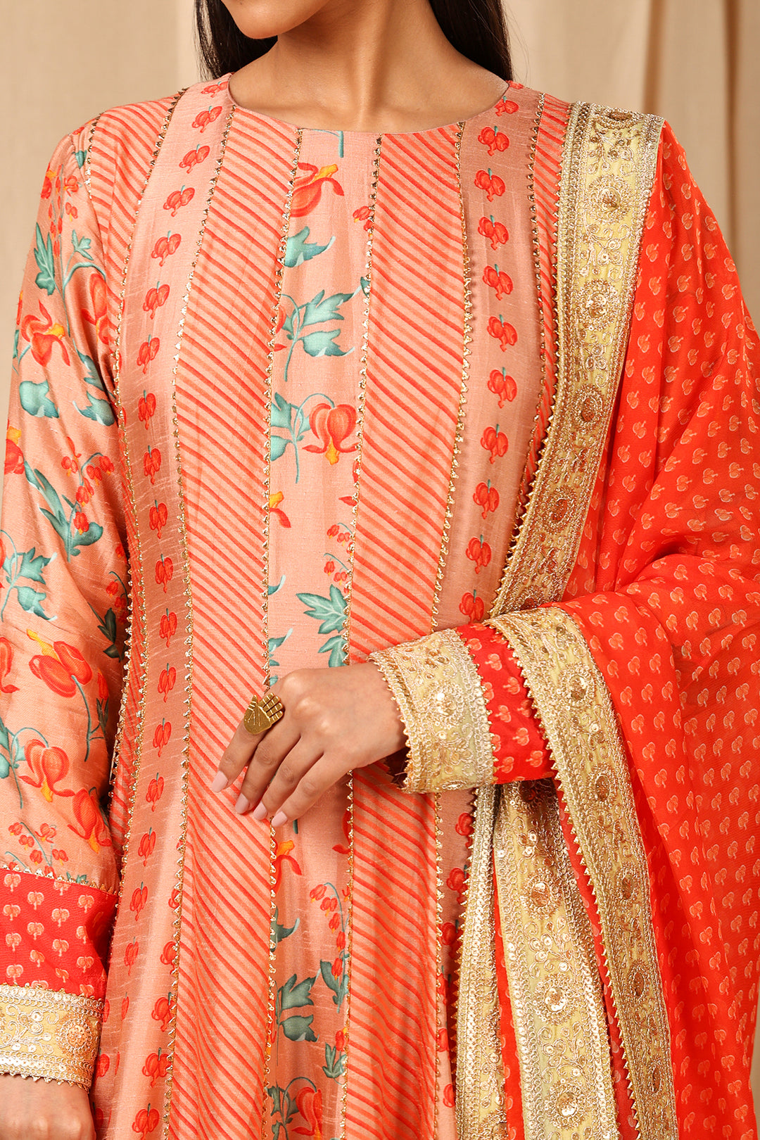 Peach Love in the Mist Anarkali Set