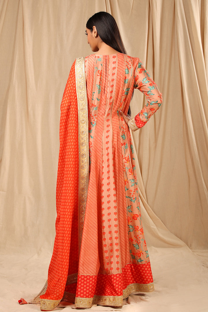 Peach Love in the Mist Anarkali Set