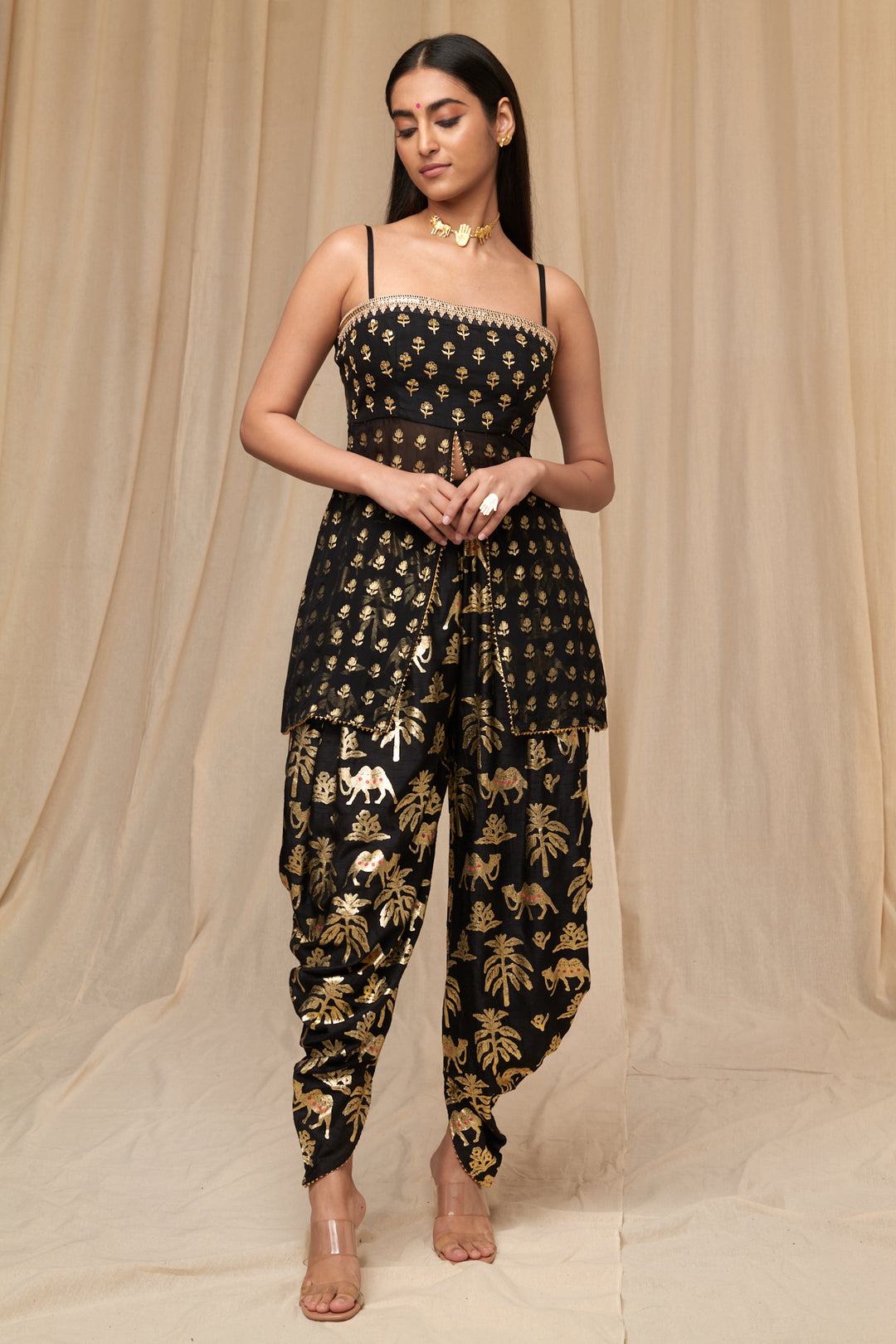 Black Oasis Dhoti Set