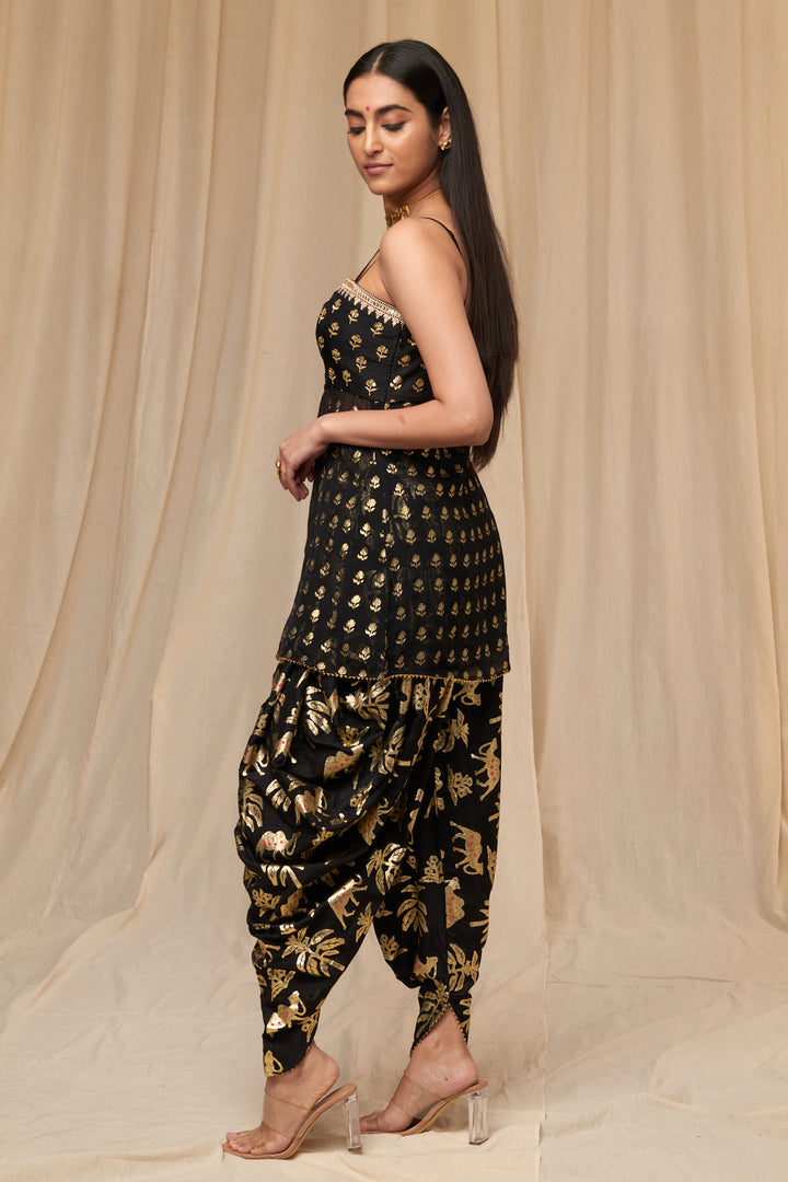 Black Oasis Dhoti Set