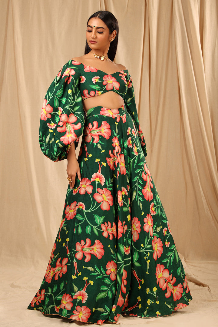 Bottle Green Queen of the Night Lehenga Set