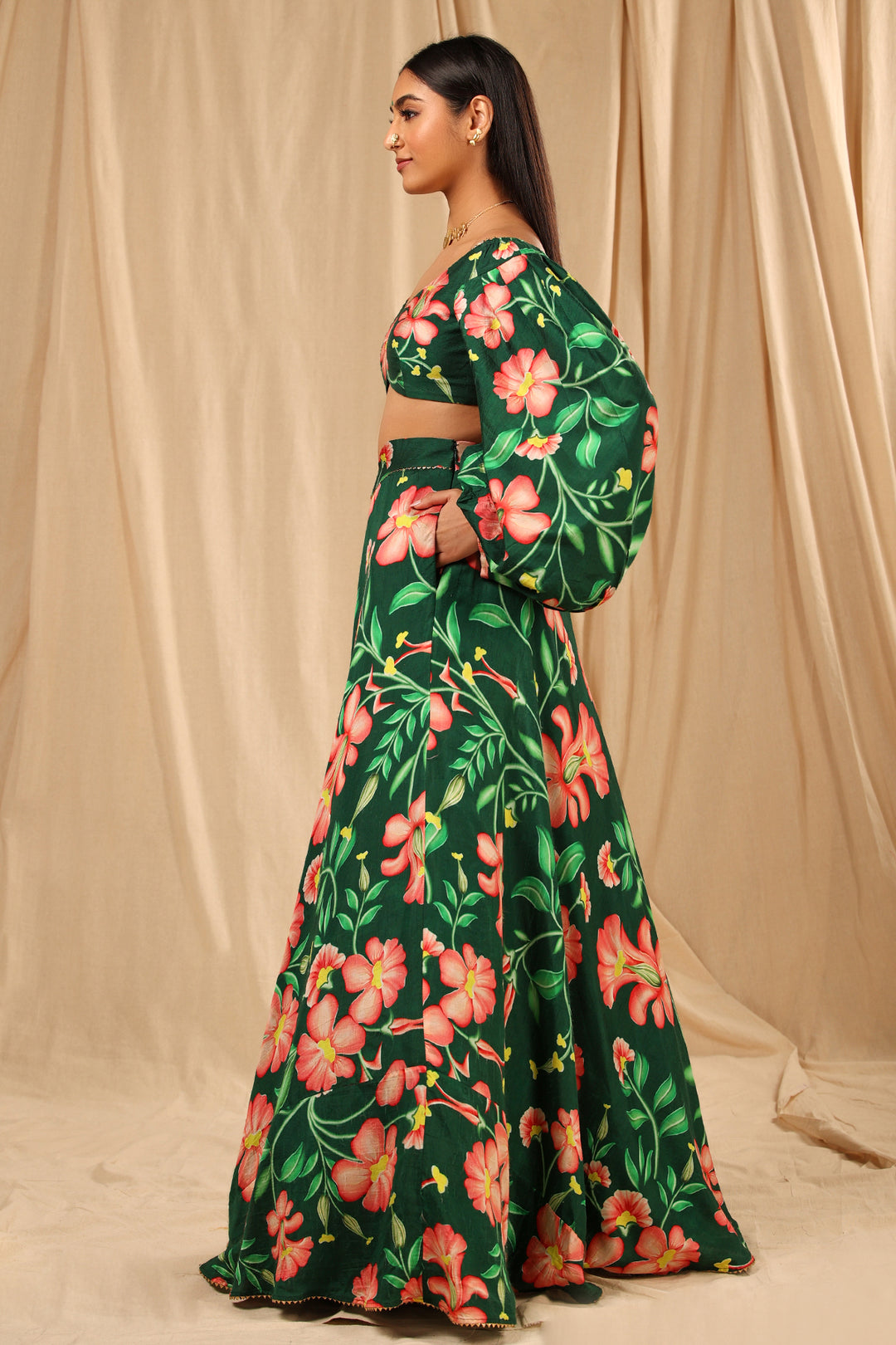 Bottle Green Queen of the Night Lehenga Set