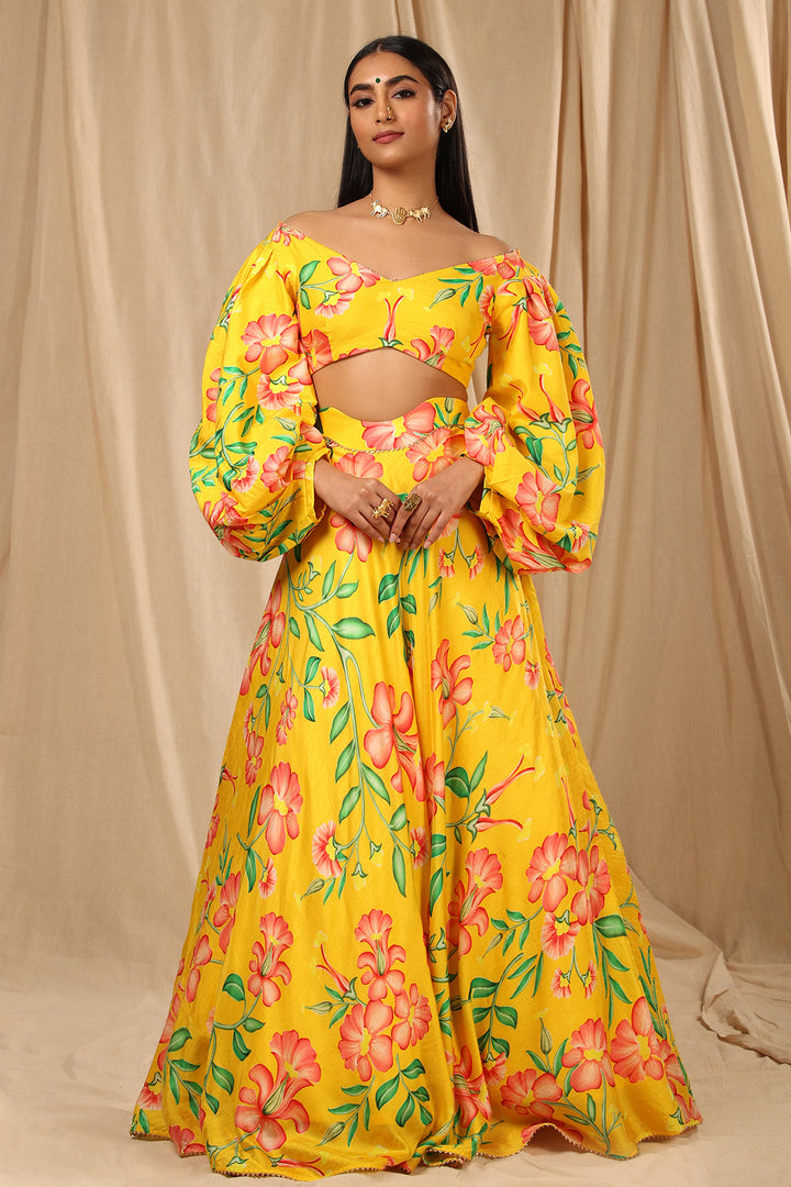 Mango Yellow Daffodil Lehenga Set