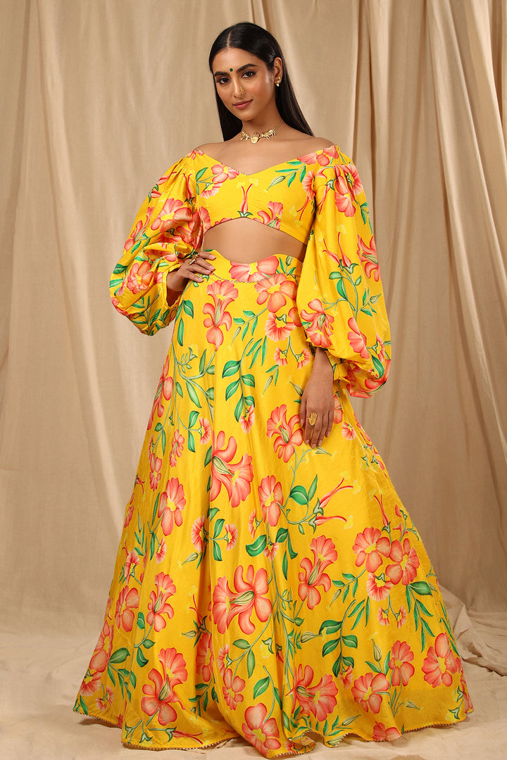 Mango Yellow Daffodil Lehenga Set