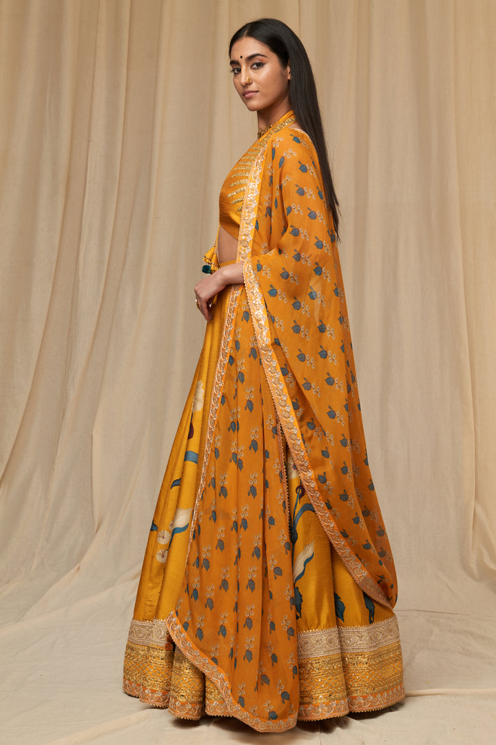 Mustard Spring Blossom Lehenga Set
