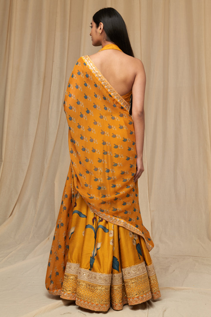 Mustard Spring Blossom Lehenga Set