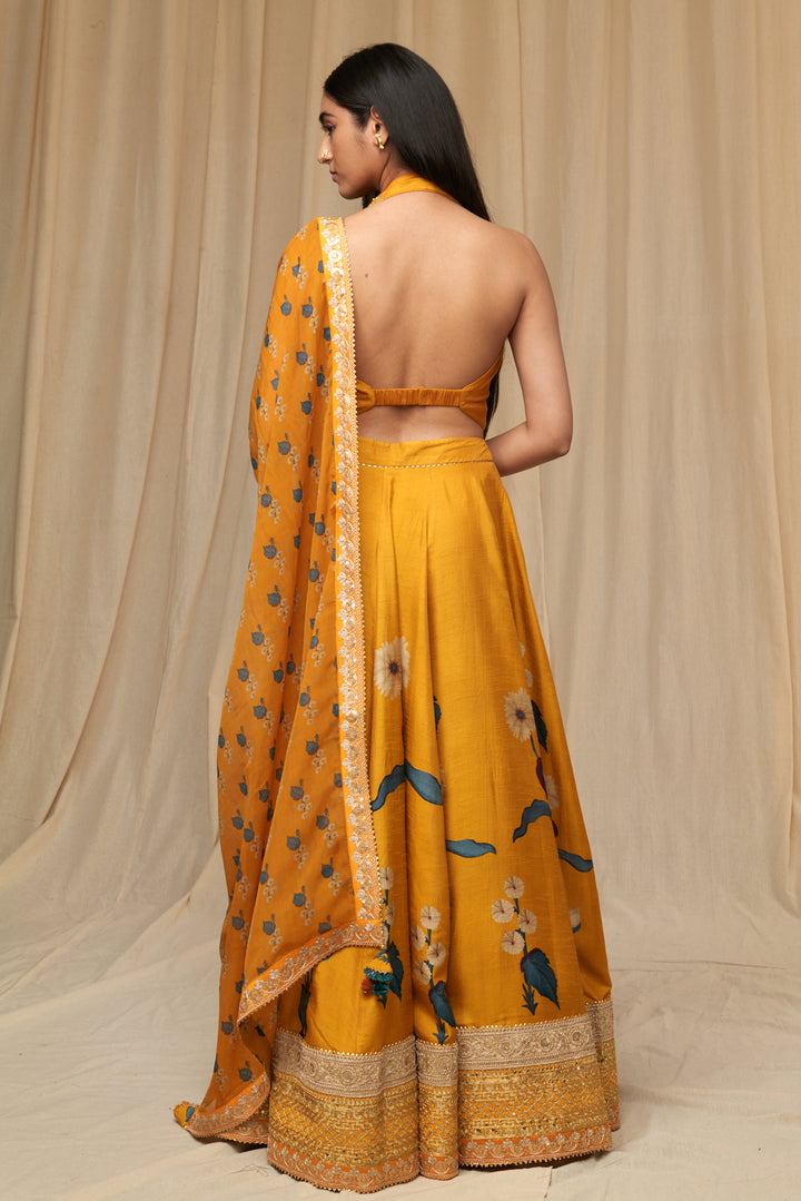Mustard Spring Blossom Lehenga Set
