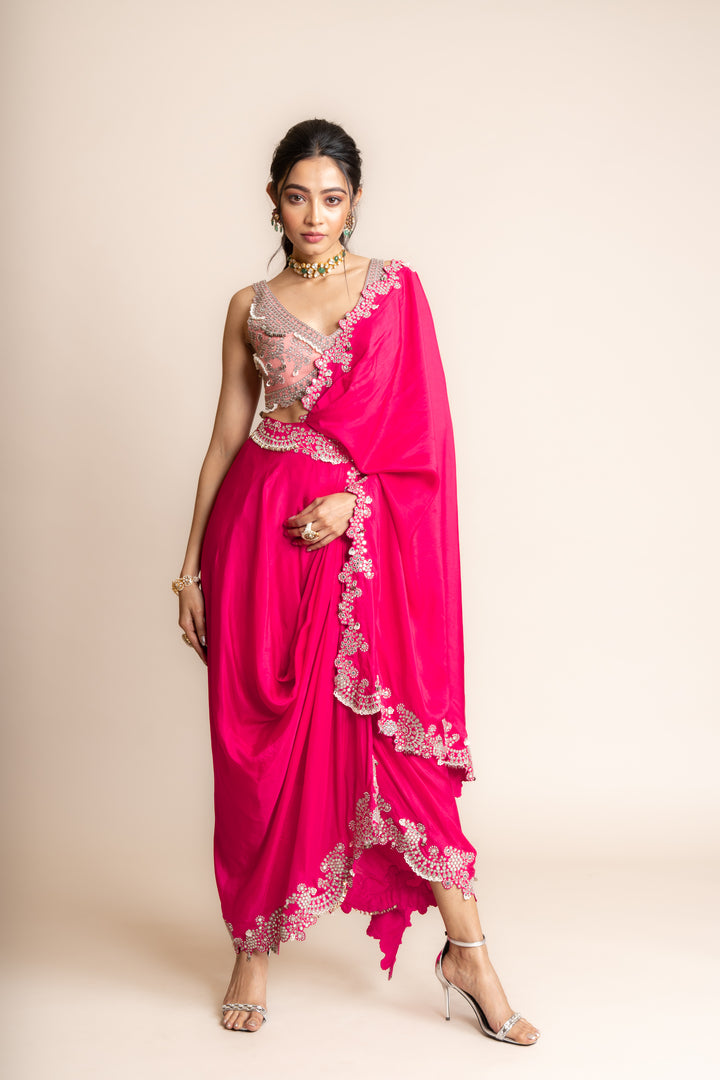 PRE DRAPED SAREE SET - 1