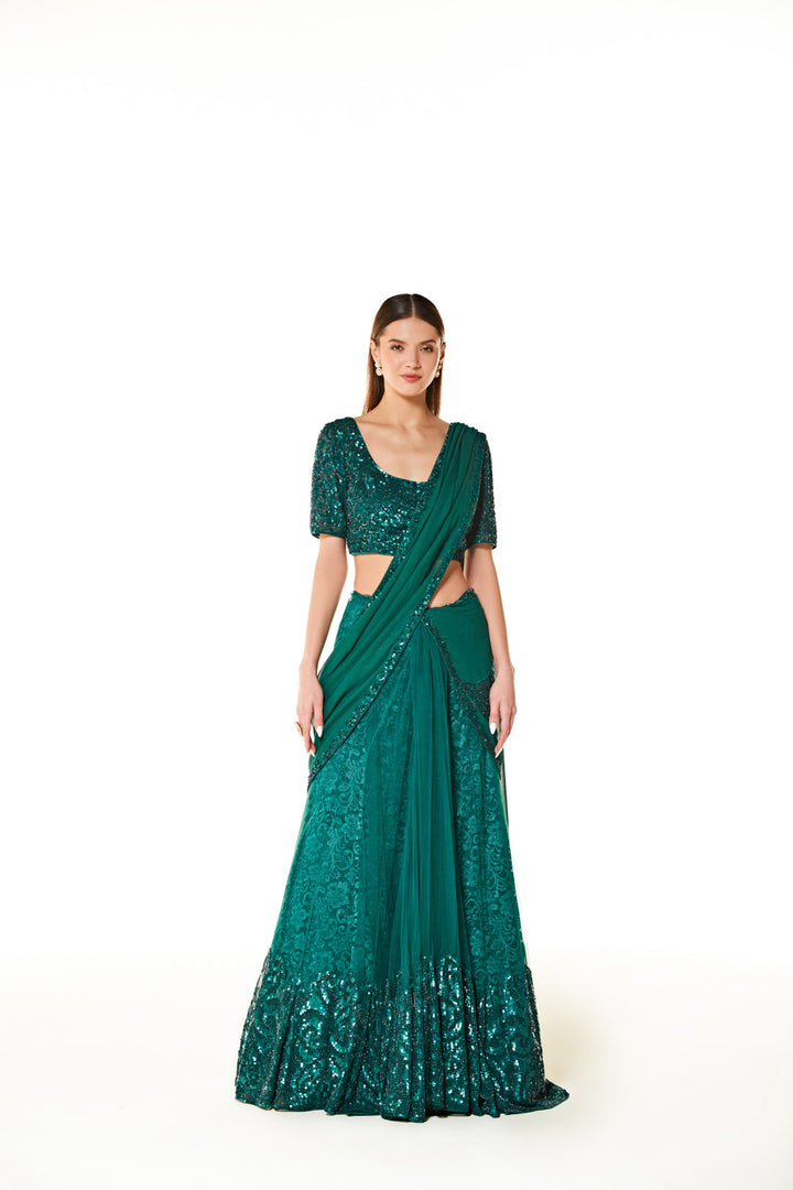 Adha Lehenga Saree Set - 4