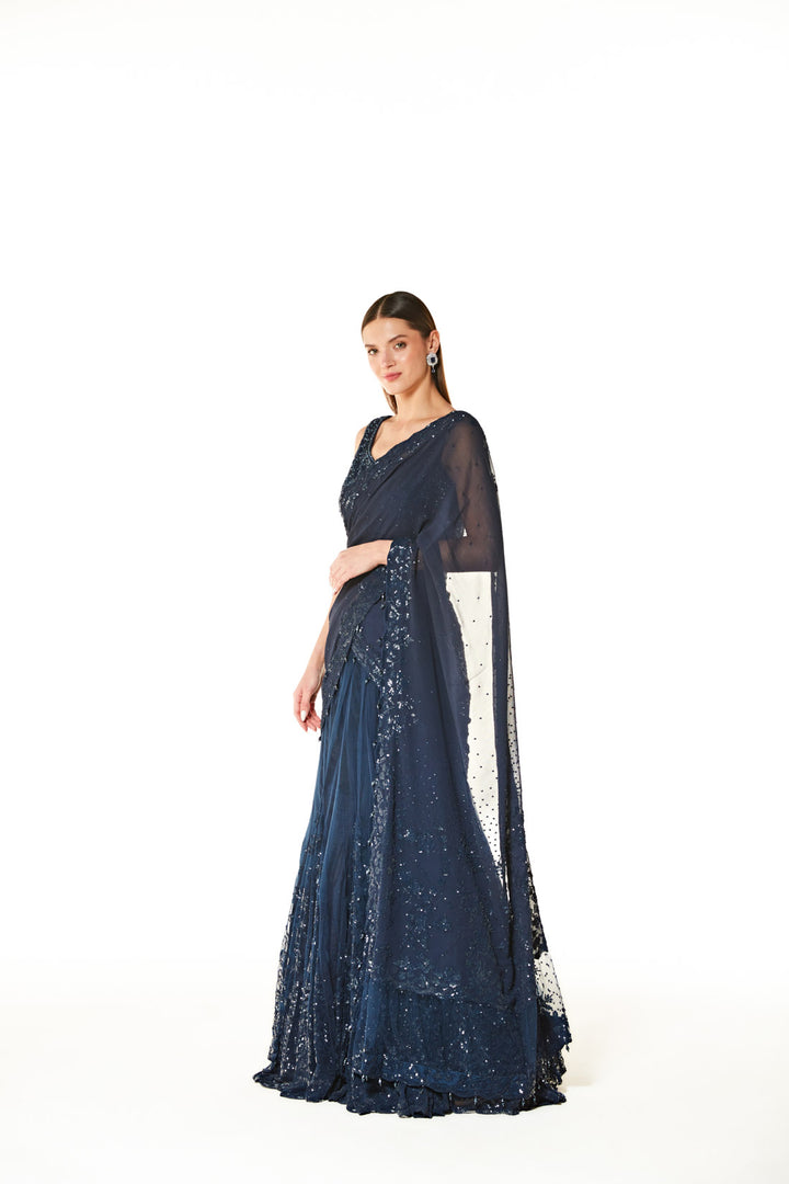 Adha Lehenga Saree Set - 23